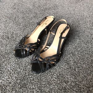KATE SPADE NEW YORK MADE IN ITALY GLITTERY HEELS SILVER SIZE 8.5